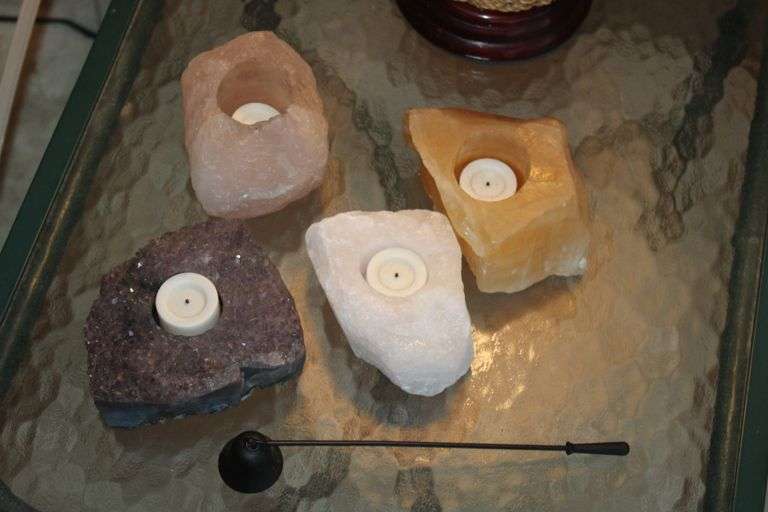Quartz Stone Tea light Holder & Snuffer
