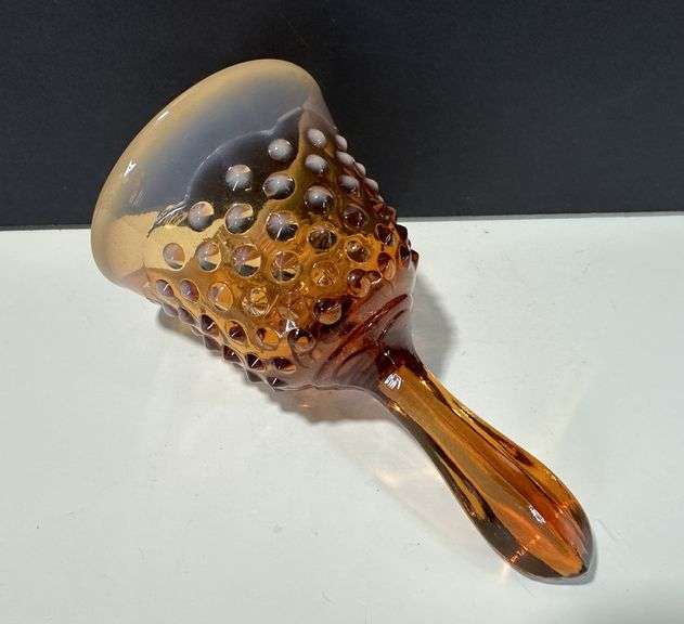 Fenton Glass Opalescent Amber Hobnail Bell