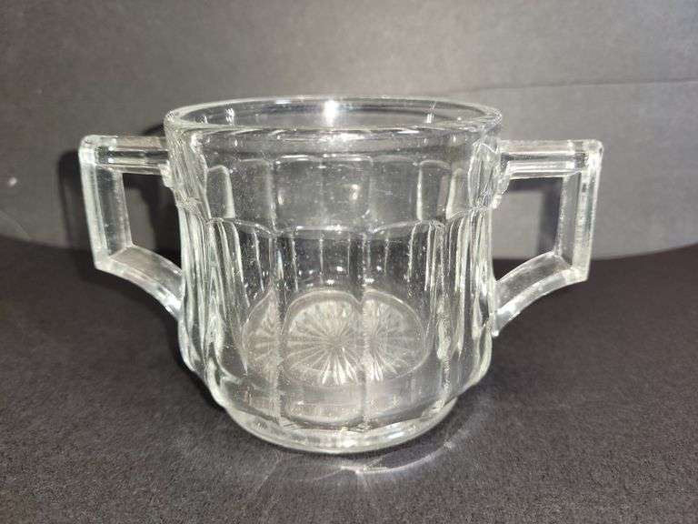 Vintage Heisey Glass Colonial Clear Sugar Bowl Double Handles.