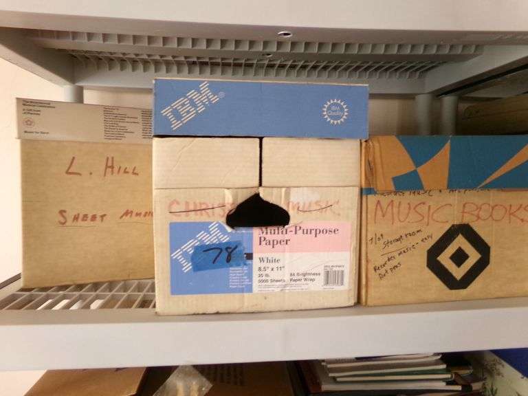 Misc. Boxes & Sheet Music. Shelf Not Included.