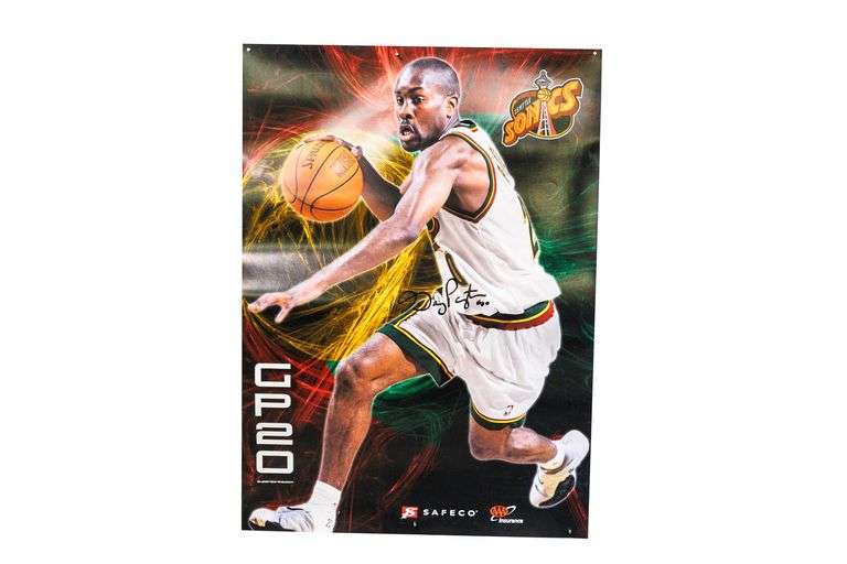 NBA Gary Payton Autographed Poster- Seattle SuperSonics