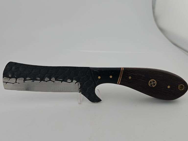 Carbon Steel CowBoy / Bull Cutter Knife w/ Leather Sheath