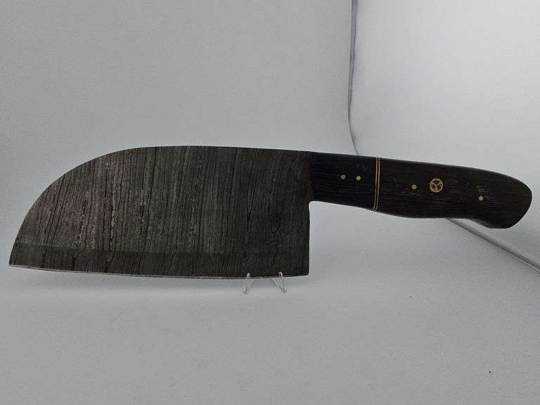 Damascus Butcher Knife w/ Leather Sheath