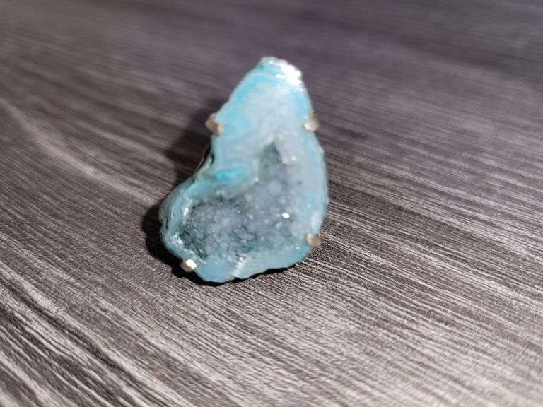 Turquoise Geo Set in Sterling Silver Ring Marked .925