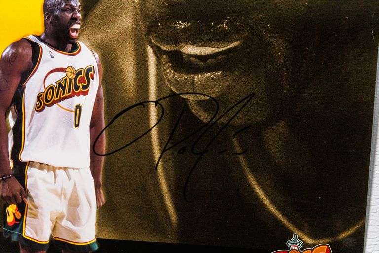 NBA Olden Polynice Autographed Poster- Seattle SuperSonics