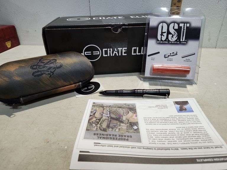 New Sofrep's Crate Club Panthera Hard Case (For Glasses), Flint Rod/Carbon Scraper/Knife Sharpener, 
