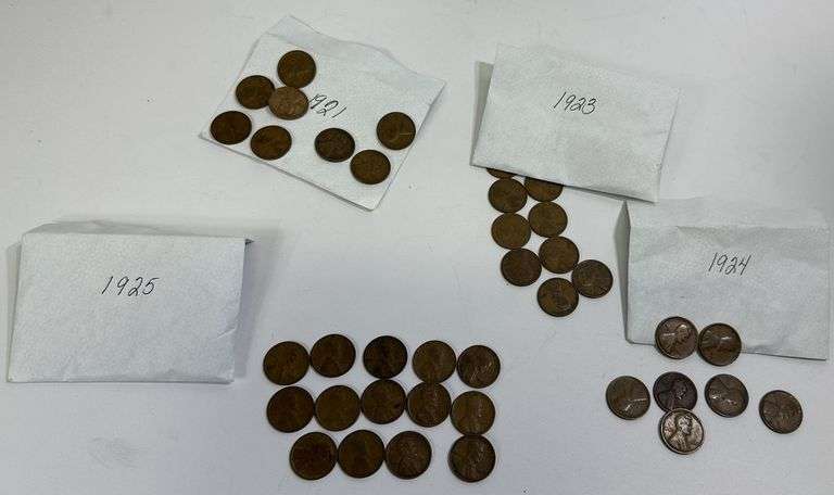 Vintage Penny Coins ~ 1921, 1923, 1924, 1925 Wheat Pennies