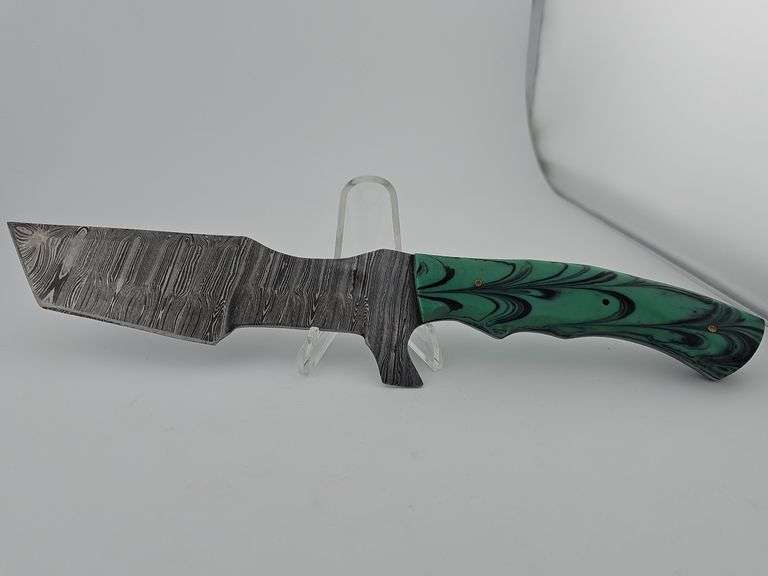 Damascus Hunting/Skinning Knife w/ Leather Sheath