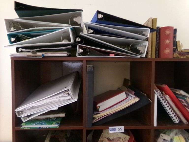 9 Section Shelf And Contents On Shelves. Desk And Computer Not Included