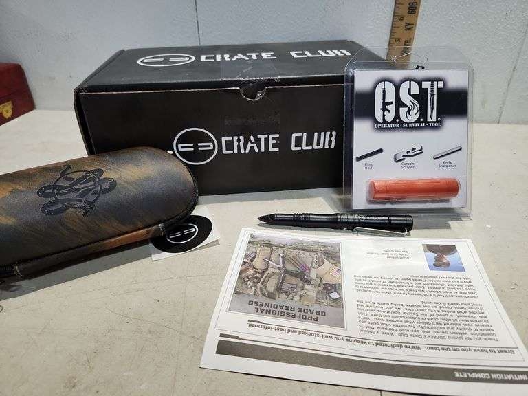 New Sofrep's Crate Club Panthera Hard Case (For Glasses), Flint Rod/Carbon Scraper/Knife Sharpener, 