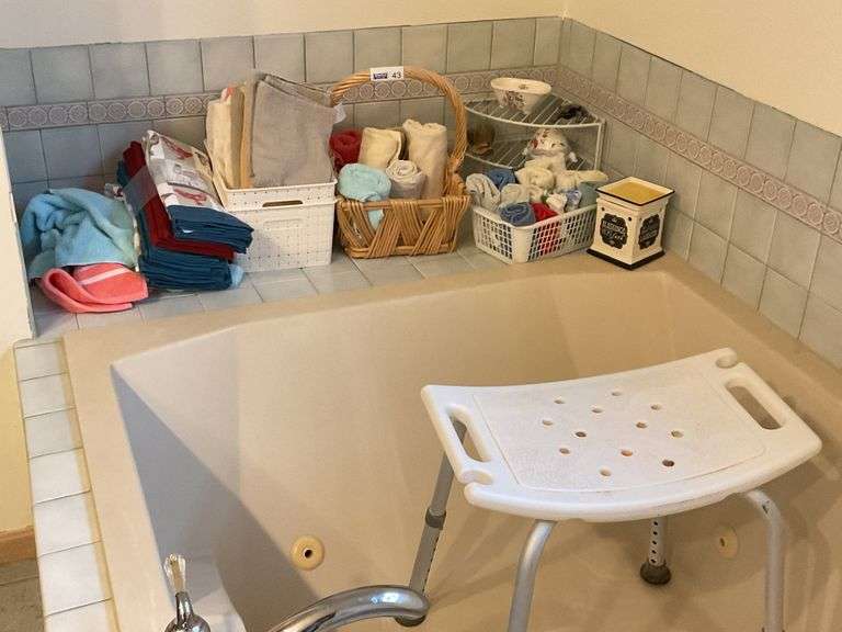 Master Bathroom Towels, Shower Chair.