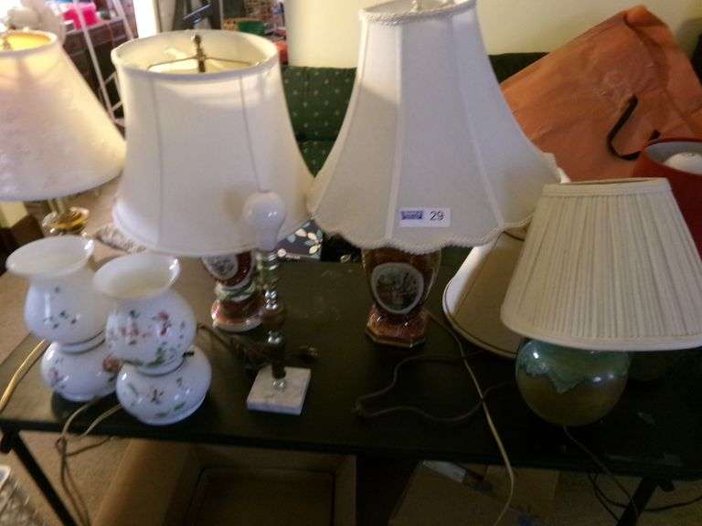 8 Table Lamps And Some Shades.