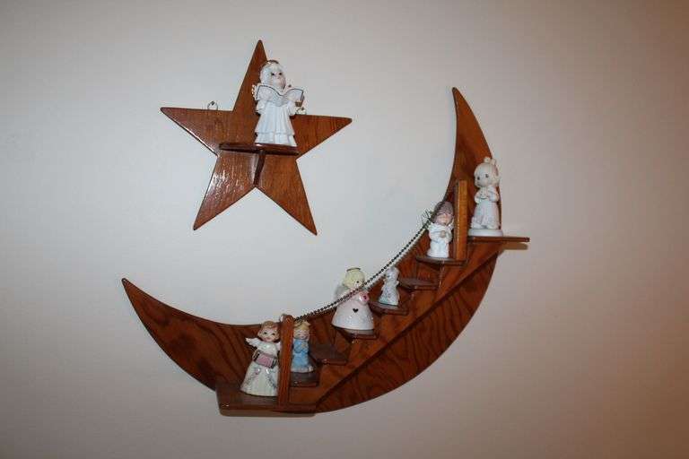 Star and Moon Curio Shelves & Angel Figurines