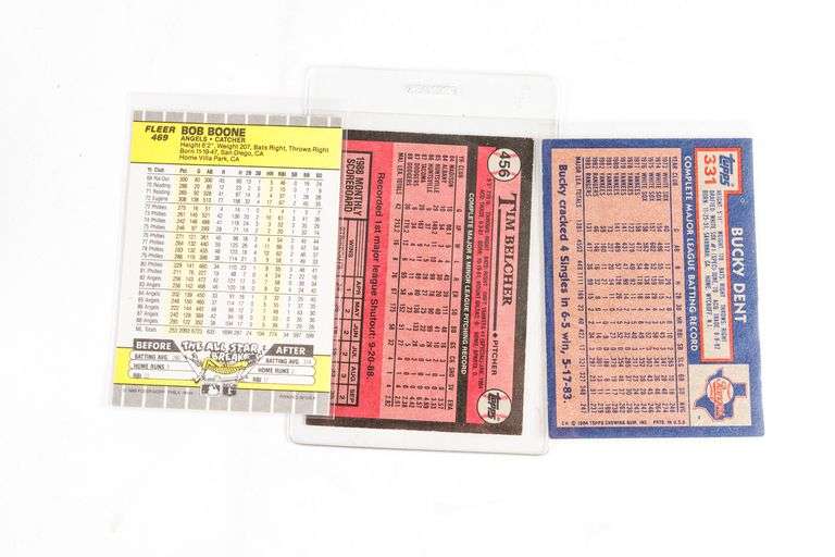 Autographed MLB Baseball Cards- Boone, Dent and Belcher