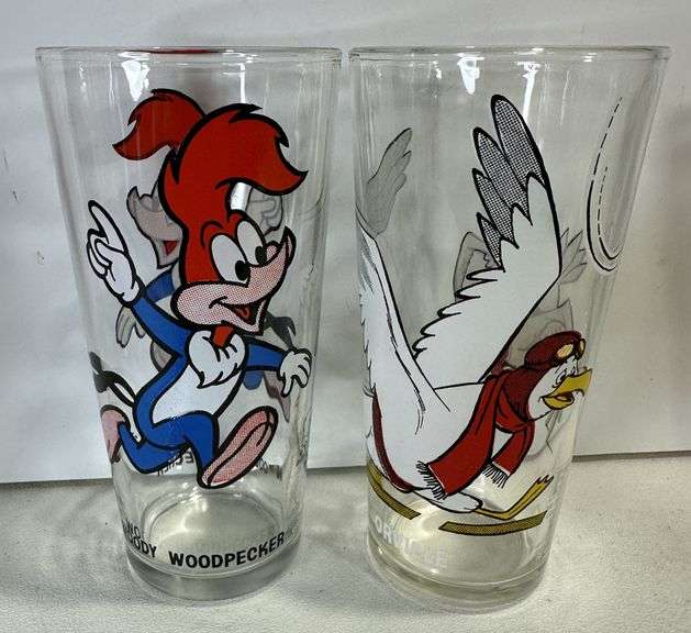 Pepsi Cartoon Glass Tumblers Orville & Woody Woodpecker