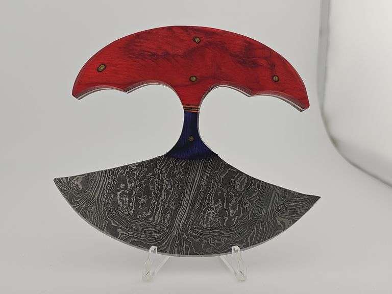 Damascus Umbrella Knife w/ Leather Sheath