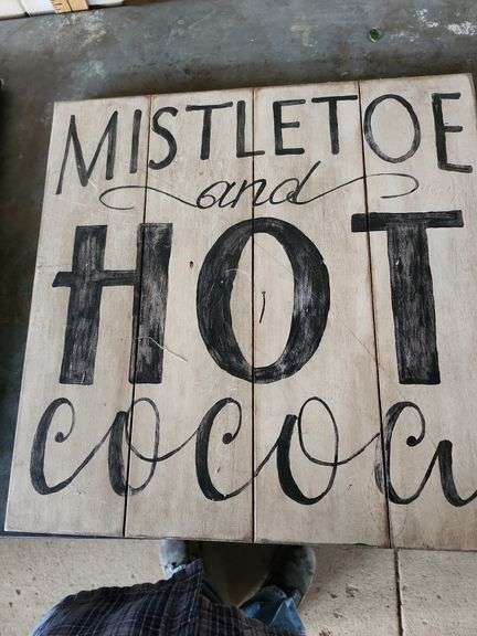Mistletoe and Hot Cocoa Wood Panel Wall Sign 18'' x 18''