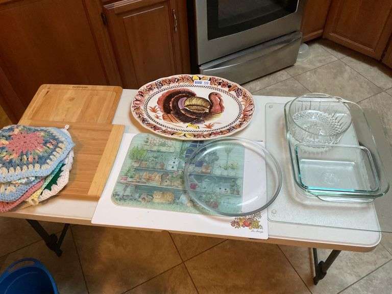 Cutting Boards, Platter, Bakeware - Good Condition.