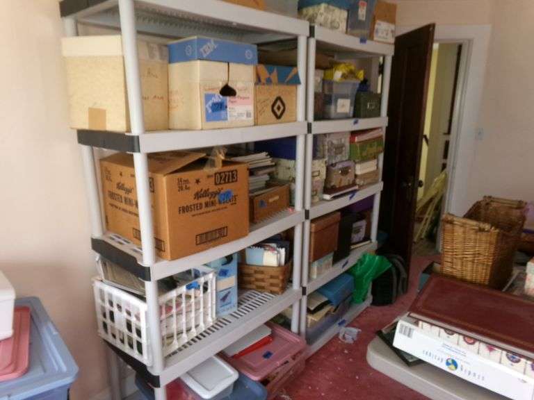 3 Plastic Collapsible Shelves 35W x 72H. Contents not included.