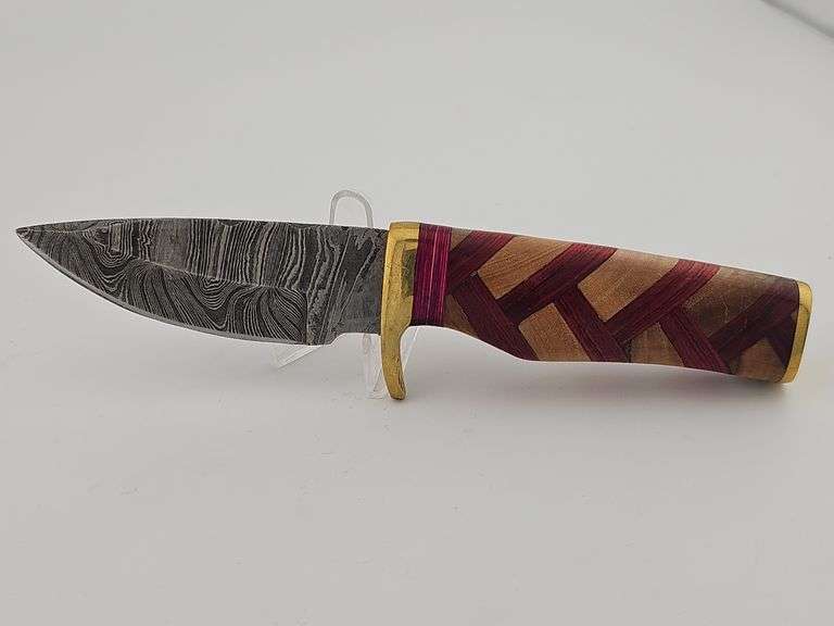 Damascus Handy Knife w/ Leather Sheath