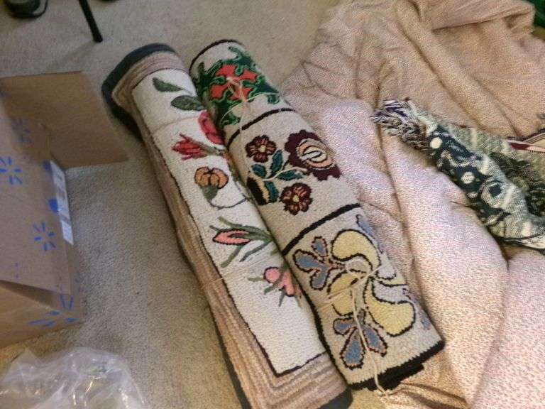 Blanket, 2 Rugs, Cushions, Pillow, Misc. Throw Blanket
