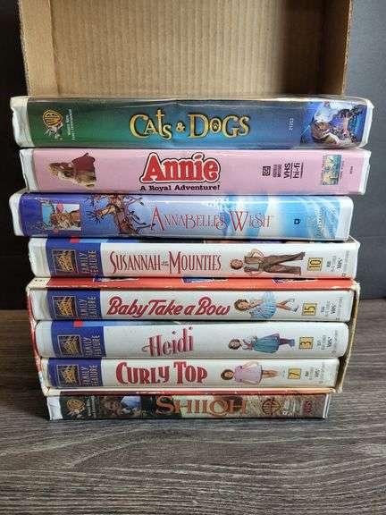 Eight VHS Tapes - Children Videos: Cats & Dogs; Annie; Annabelles Wish; ...