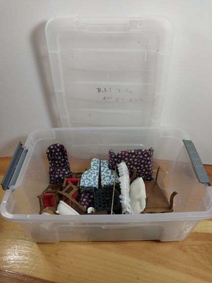 Miscellaneous Doll House Furniture in Storage Tub