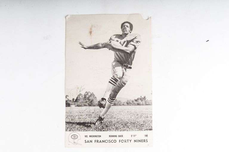 Vic Washington Signed Postcard- San Francisco Forty Niners