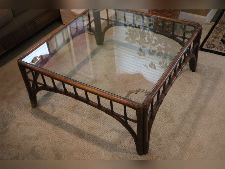 Rattan & Glass Coffee Table