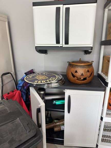 Unmarked Garage shelving units