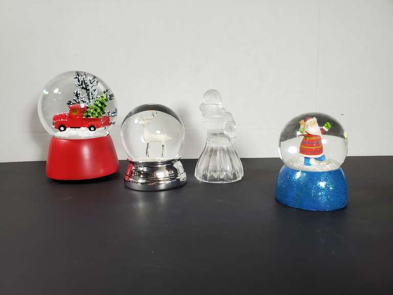 Three Christmas Snow Globes +