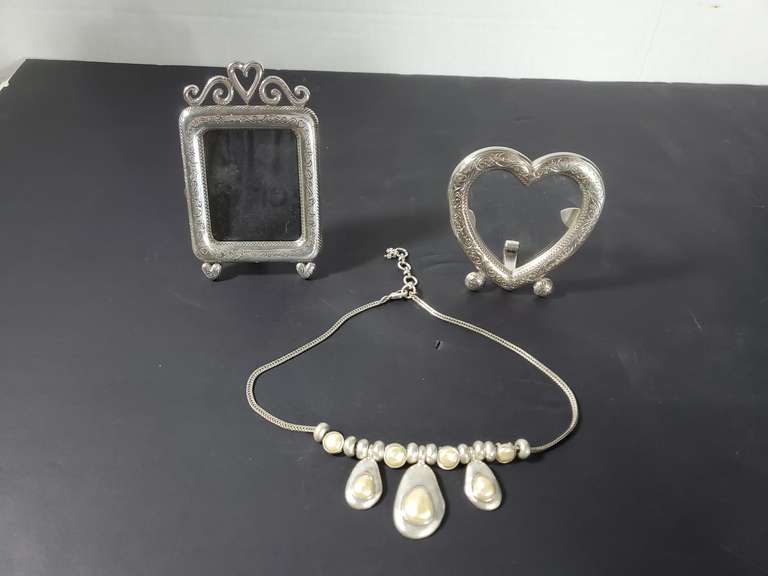 Two Small Brighton - Silver Colored Metal Picture Frames +