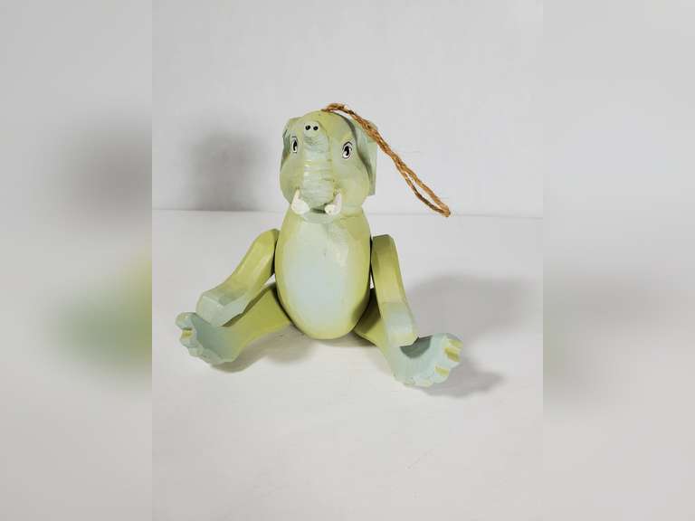 Green Wooden Elephant Ornament.