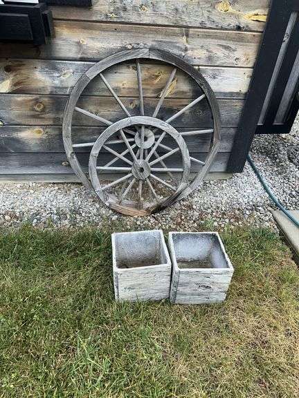 Planters, wagon wheels