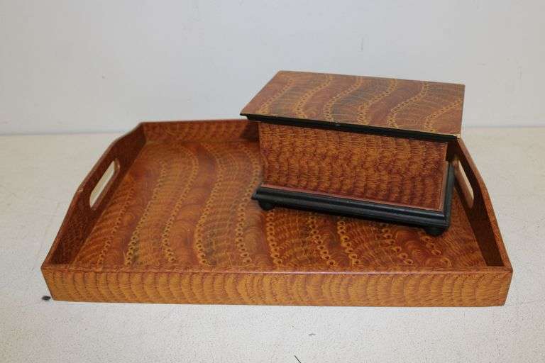 Bird's Eye Wooden Tray & Box