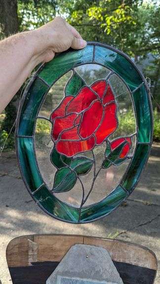 Stained glass rose wall hanging