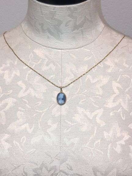 18K Necklace & 14k Cameo Pendant