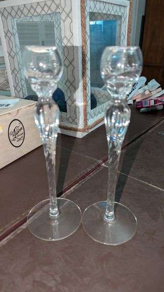 Tiara Glass Candlestick Holders