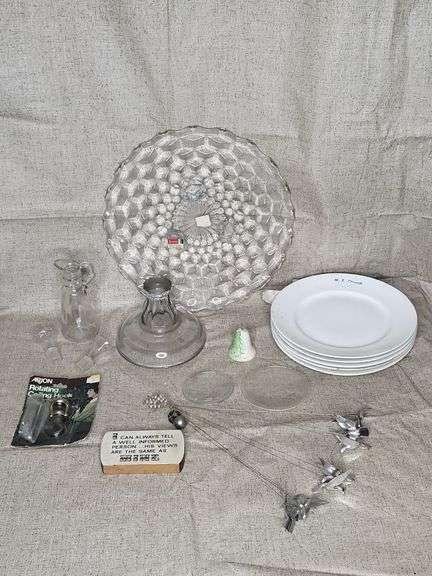 Clear glass & White Crooksville China