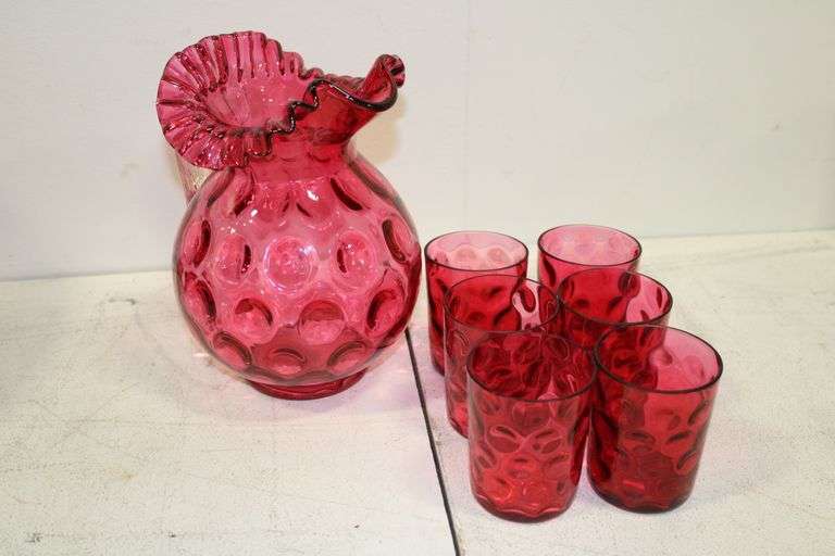 Fenton Cranberry Water Set