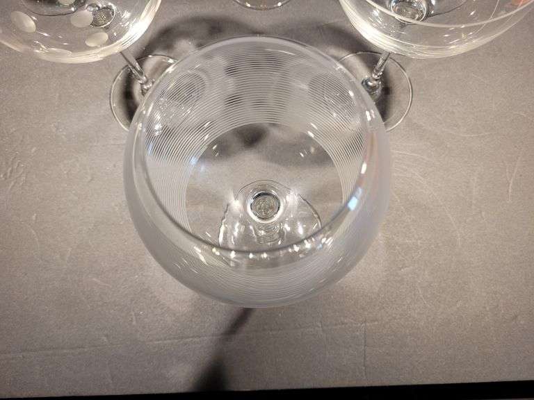 Six Beautiful Tall Stem Glasses Each with a Different Design