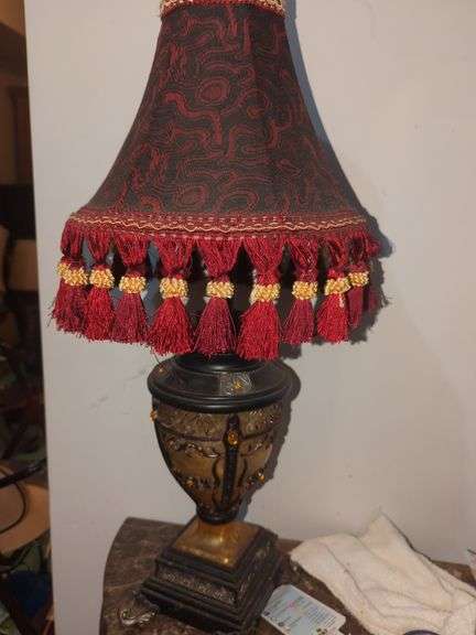 Vintage Table Lamp with Fringe Shade