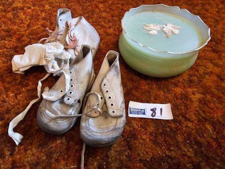 Baby Shoes, Vtg Avon Vanity Powder Container