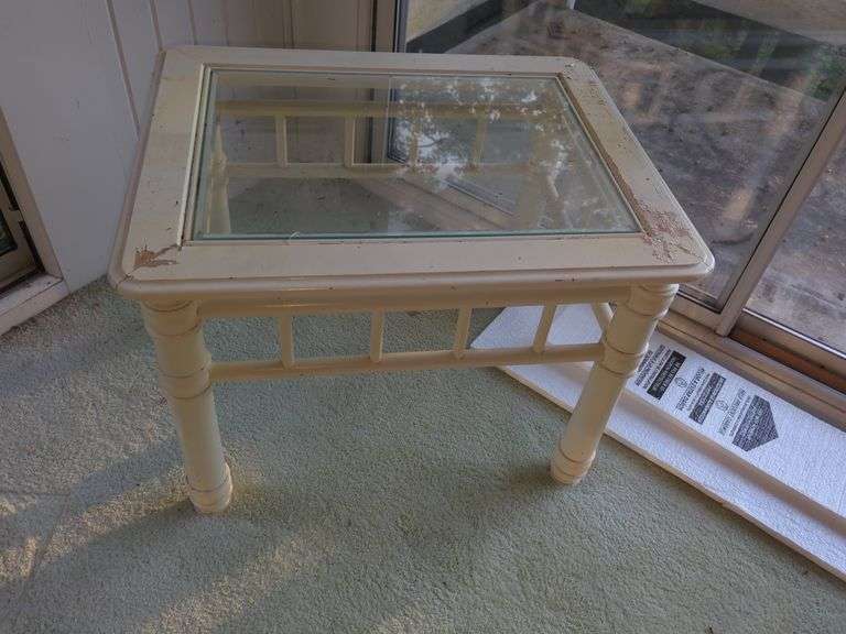 Glass Top Bamboo Style Side Table