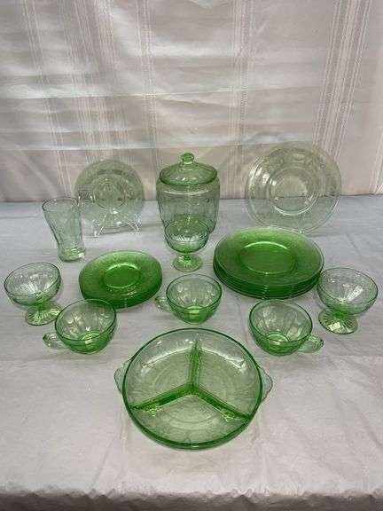 Green Depression Glassware