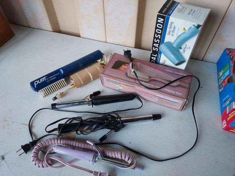 Power Detangler, Curling Irons, Criimper and Hair Dryer
