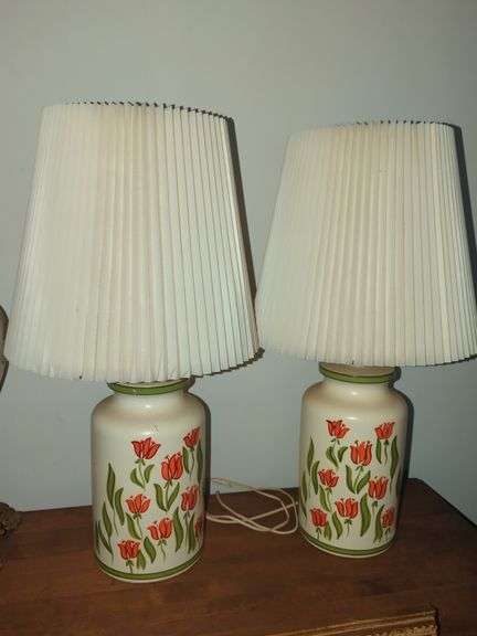 Pair of Retro Hand Painted Ceramic Lamps