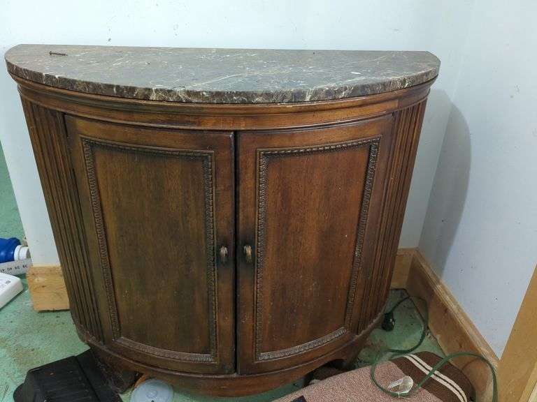 Marble Top Demilune Hallway Table