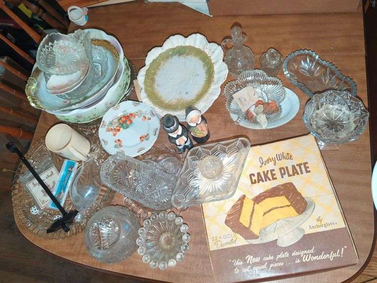 Hand Painted Porcelain Plates, Clear Cut Glass Tableware and More