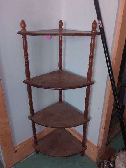 Mid Century 4 Tiered Mahogany Corner Shelf
